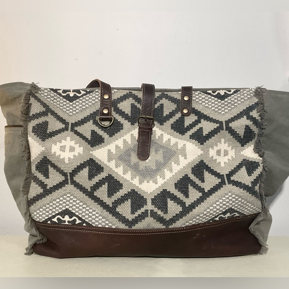 Myra Bag Gray and Brown Geometric Bag